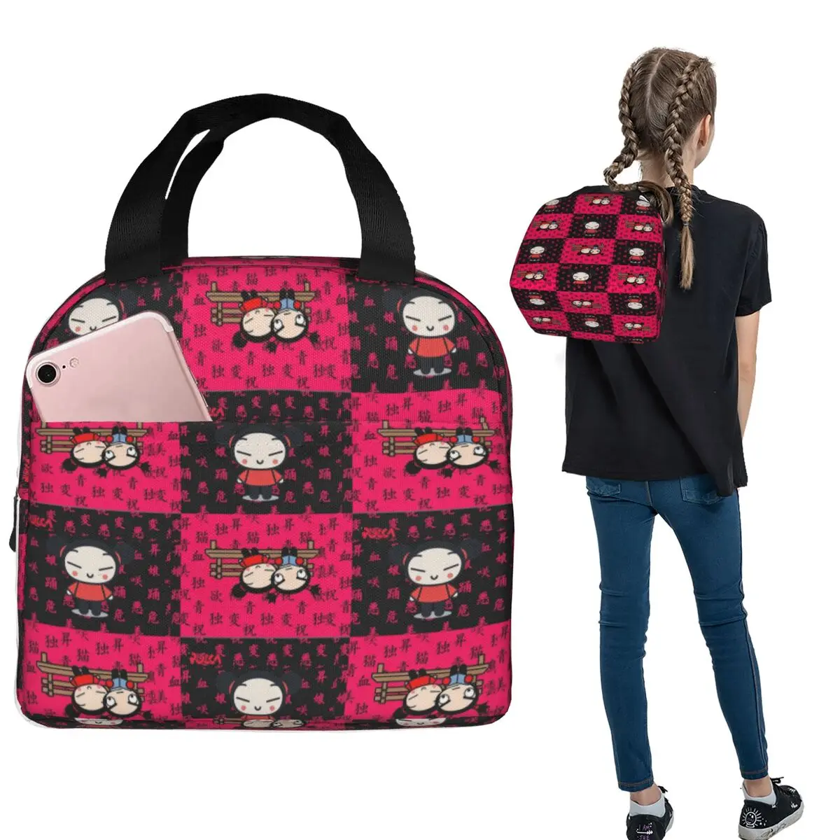 

Cartoon Pucca Lunch Bags Insulated Bento Box Waterproof Lunch Tote Resuable Cooler Thermal Bag for Woman Girl School