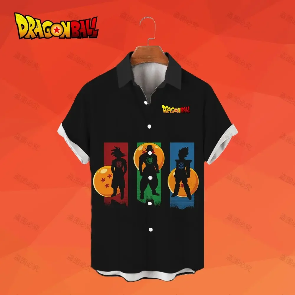 Men's Shirts Vegeta Dragon Ball Z Goku Beach Style Men's Social Shirt Anime Summer Blouse Oversized 5XL Harajuku Short Sleeve