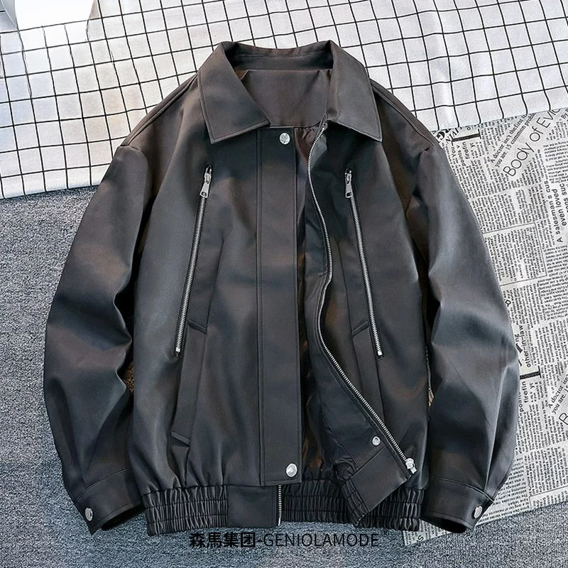 

Мужская кожаная куртка в европейском и американском стиле, осенне-зимняя новая верхняя одежда, красивая легкая роскошная верхняя мужская одежда