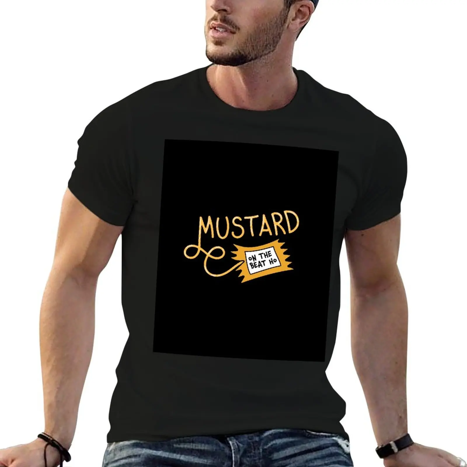 Mustard on the Beat T-Shirt Fashion Graphic Tee for Men