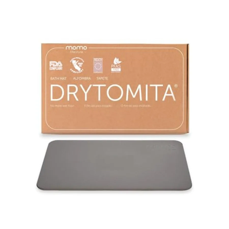 

Коврик для ванной из диатомитовой земли Drytomita, быстросохнущий, ультра-впитывающий, 60x39 см, графитовый серый