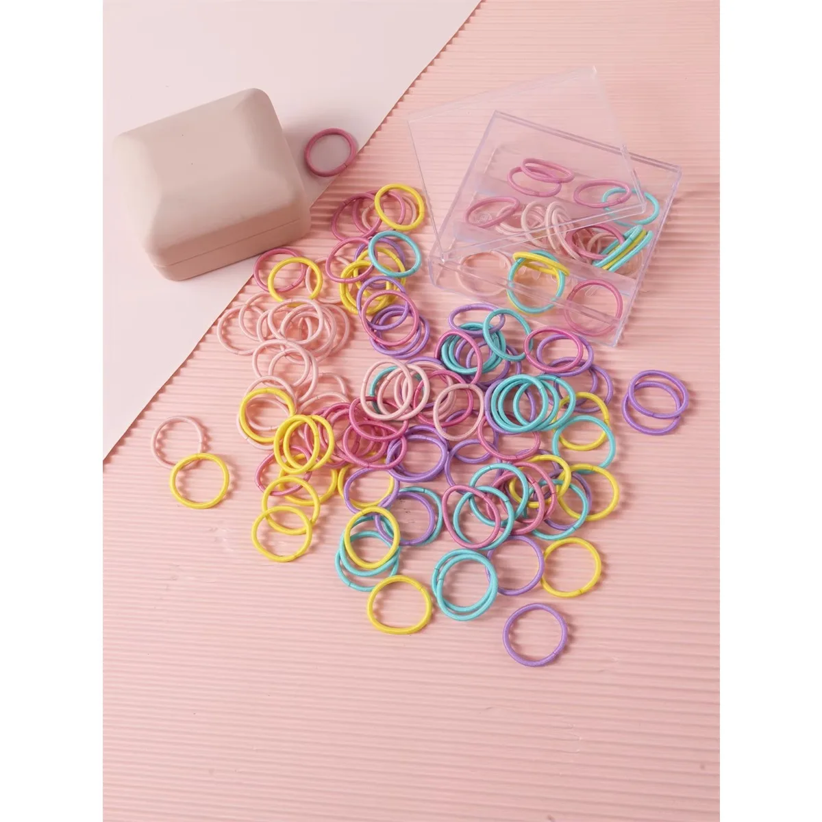 130개 한국 스타일 컬러풀 엘라스틱 헤어 타이 소녀용 포니테일 홀더 스크런치 헤어 액세서리