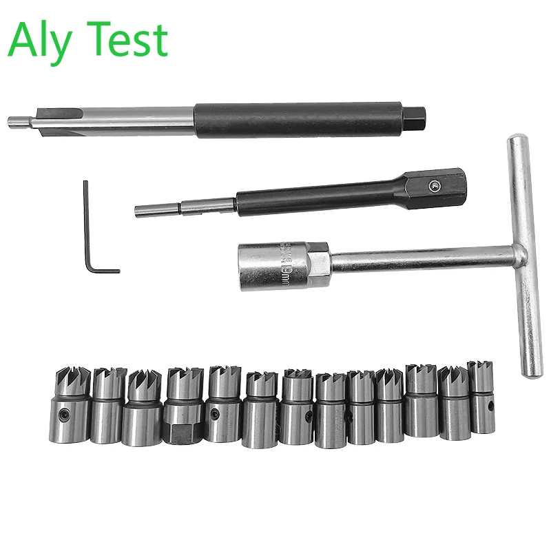 17PCS Diesel Injector Copper Sleeve Grinding Repair Tool Injector Base Cleaning Reamer Tool Sets