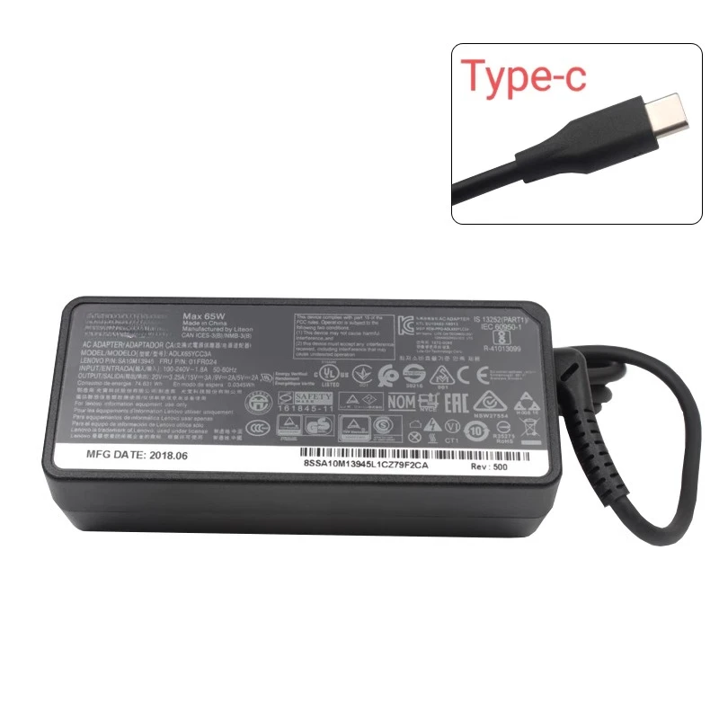 

For 65W Fast Charging Type-C Xiaoxin-14/15/16 Laptop Power Adapter 20V 3.25A Charger
