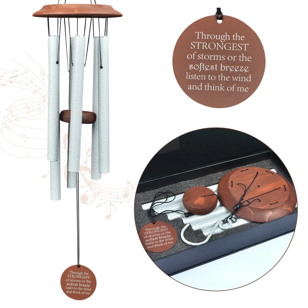 

Large White Wind Chime, Soothing Deep Tone for Garden Patio Decor, Christmas Gift for Home & Outdoor, Weather Resistant with Ele