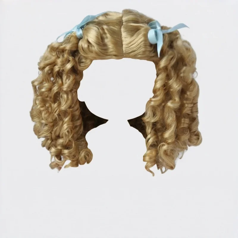 JD797 Long Mid Parting Bow tied  mermaMermaid curls Synthetic Mohair BJD Wigs  OB11 1/8 1/6 1/4 1/3 YOSD MSD SD  Blythes Hair