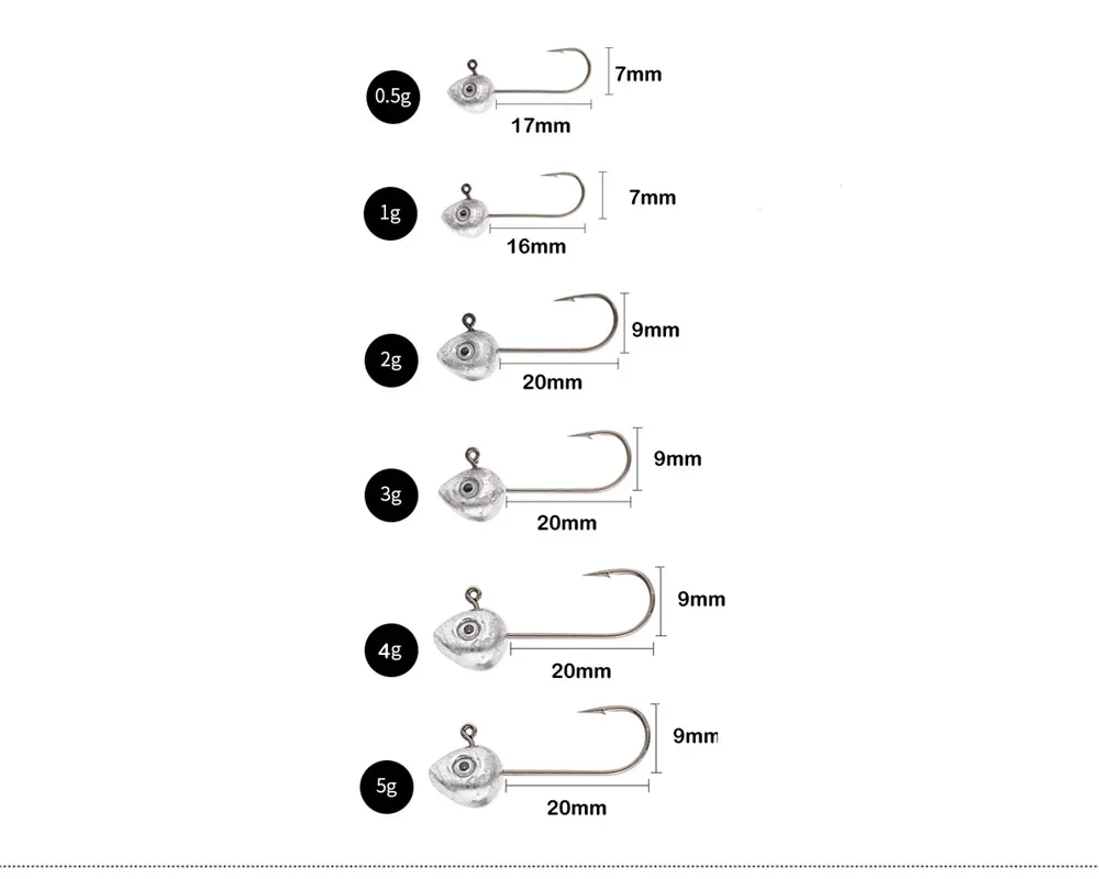 Grouper Kurbel Jig Kopf Haken Bleihaltig 0,5g 1g 2g 3g 4g 5g Fliegenfischen Haken Rockfish Spiel Jigs Haken Köder Weiche Wurm Köder Haken Werkzeug – Detail 4