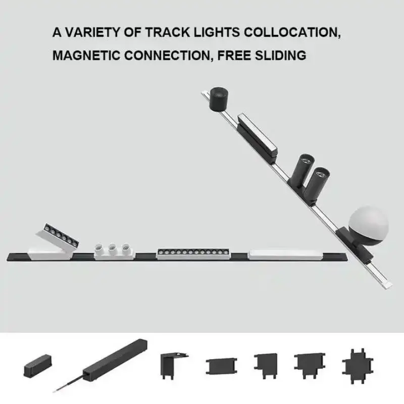 Imagem -04 - Dimmable Thin Surface Mount Magnetic Track Light Tuya Zigbee Teto Rail System Lâmpada Preto e Branco Iluminação Spotlight dc 48v Milímetros