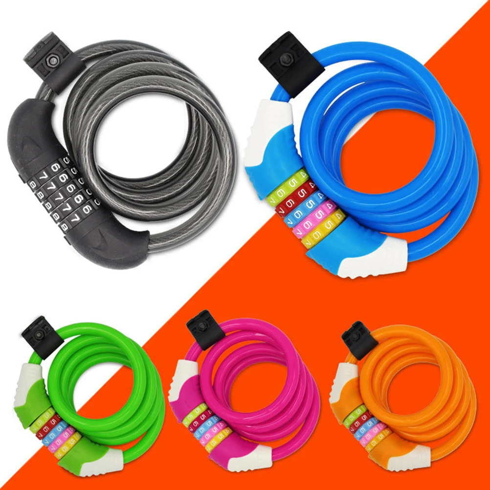 

1Pcs Steel Wire Bike Lock 5 Digit Password Combination Anti-Theft Spiral Cable Lock High Security Weatherproof for Bicycle