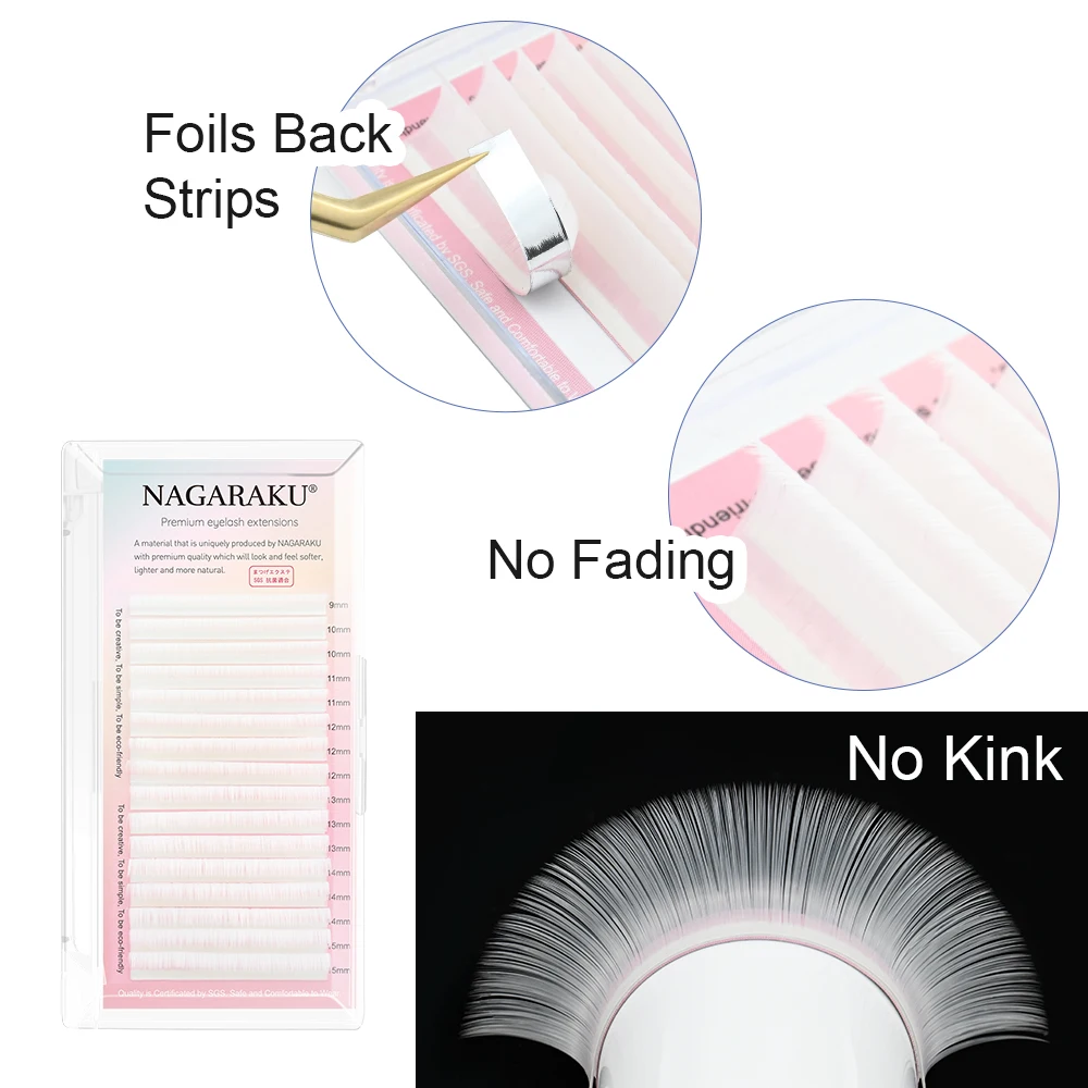 NAGARAKU Color Easy Fanning Eyelash Extension Auto Fans Eyelashes Ombre Blue Pink purple Mix 9-15mm 16 Lines Mega Volume