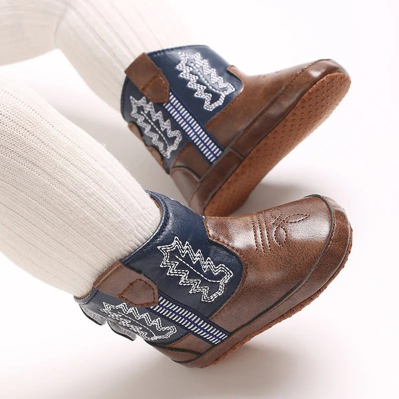 

Baby cowboy boot newborn child walking shoe Western style child short boots casual girl snow boot minimalist style children
