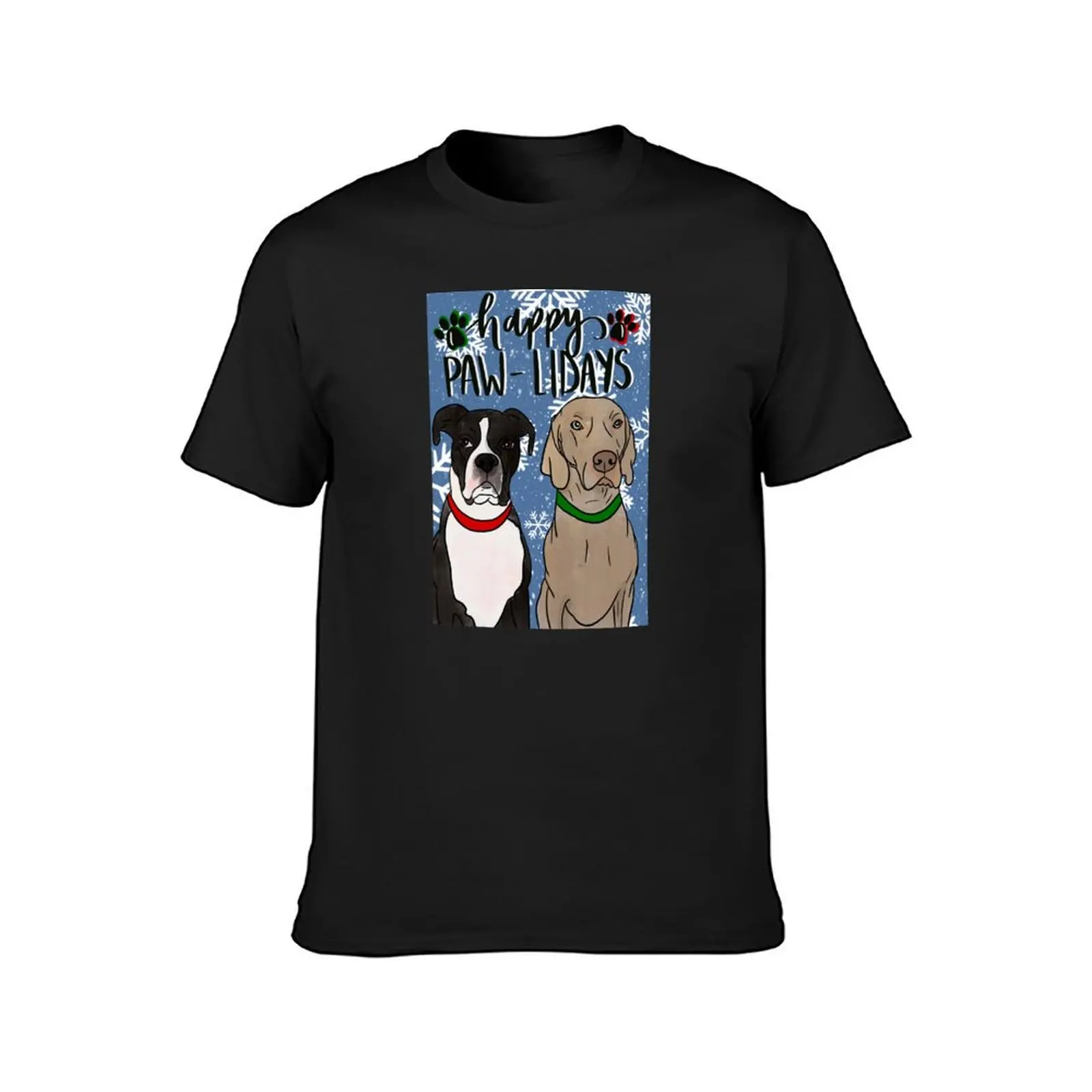 Happy pawlidays T-Shirt tops customizeds blacks plus sizes mens big and tall t shirts