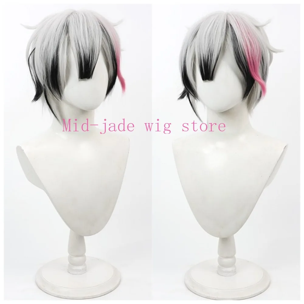 Belian Cosplay Wig Black White Contrast Highlight Spiky Top Short Hair Styling Wig for Fantasy Costume Winter Festival