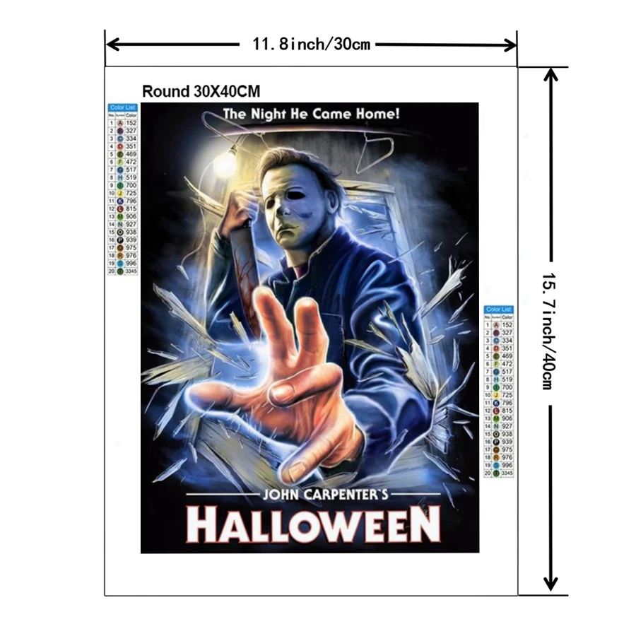 فيلم رعب هالويد يقتل لوحة ماسية خماسية دي ، فن مايكل مايرز ، تطريز غرزة متقاطعة ، صورة فسيفساء لديكور المنزل #3