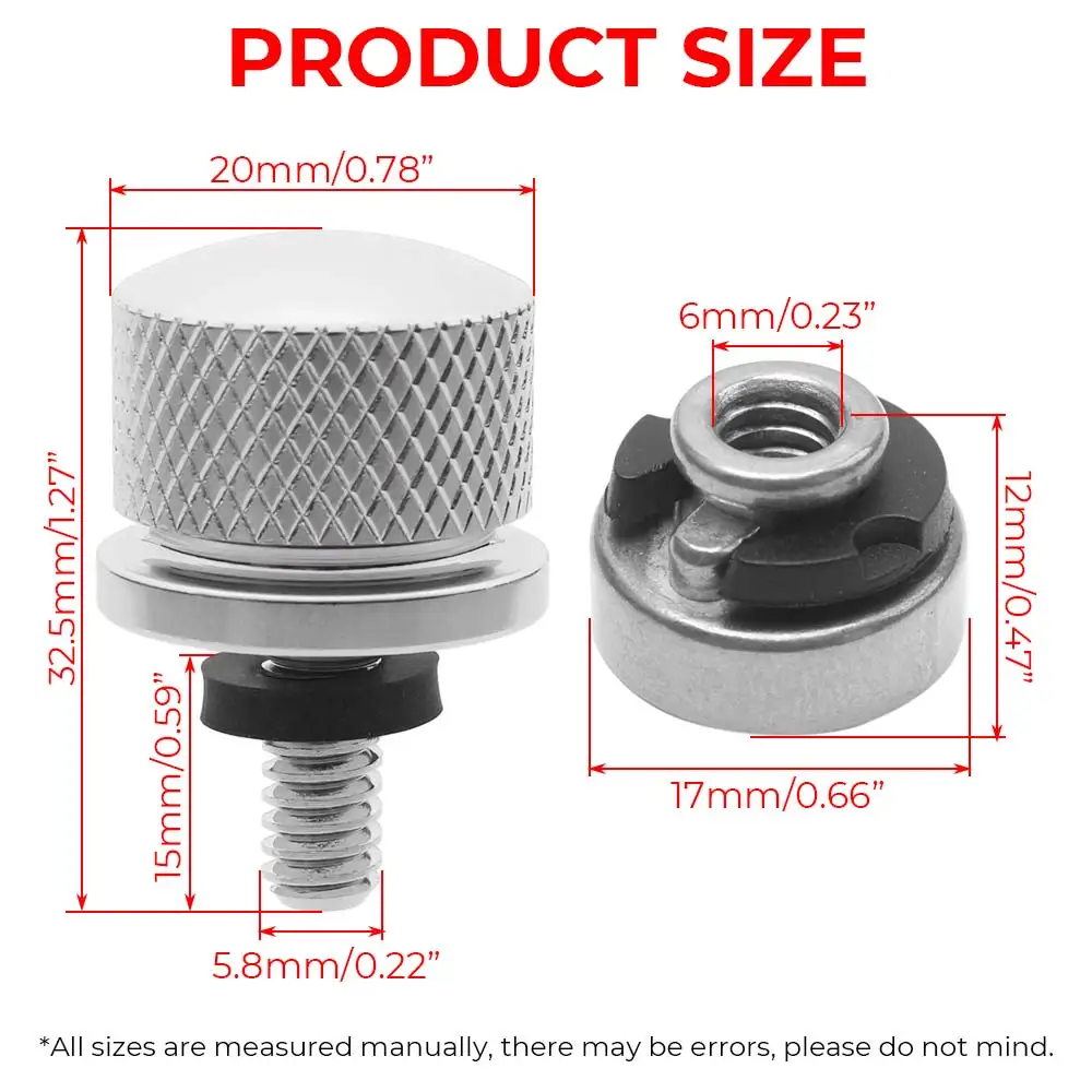 Chrome Rear Fender Passenger Seat Bolt Screw Nut Knob Cover For Harley Sportster XL 883 1200 Dyna Softail Touring Hardware Parts