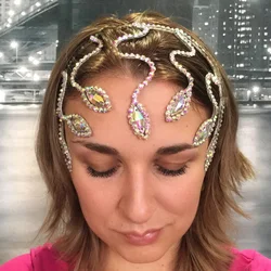 Stonefans 2024 AB Rhinestone Dance Headwear Hair Jewelry for Women Boho Bridal Hairpiece Handmade Water Drop Wedding Accessories