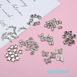 50pcs Rhodium Color Heart Shaped CCB Loose beads Butterfly Spacer Bracelet Making Departments DIY Jewelry Handcraft Accessories