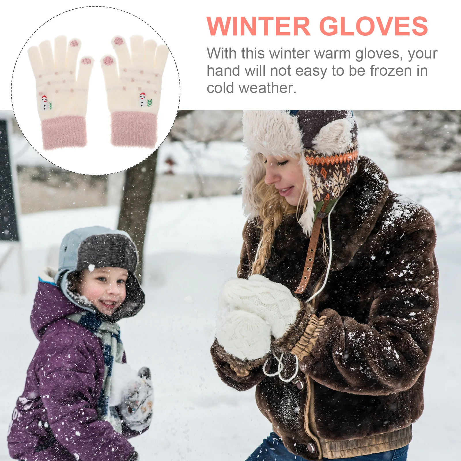 

1Pair Touch Screen Compatible Warm Gloves for Women Christmas Style Winter Thickened Gloves Comfortable Hand Protection for Cold