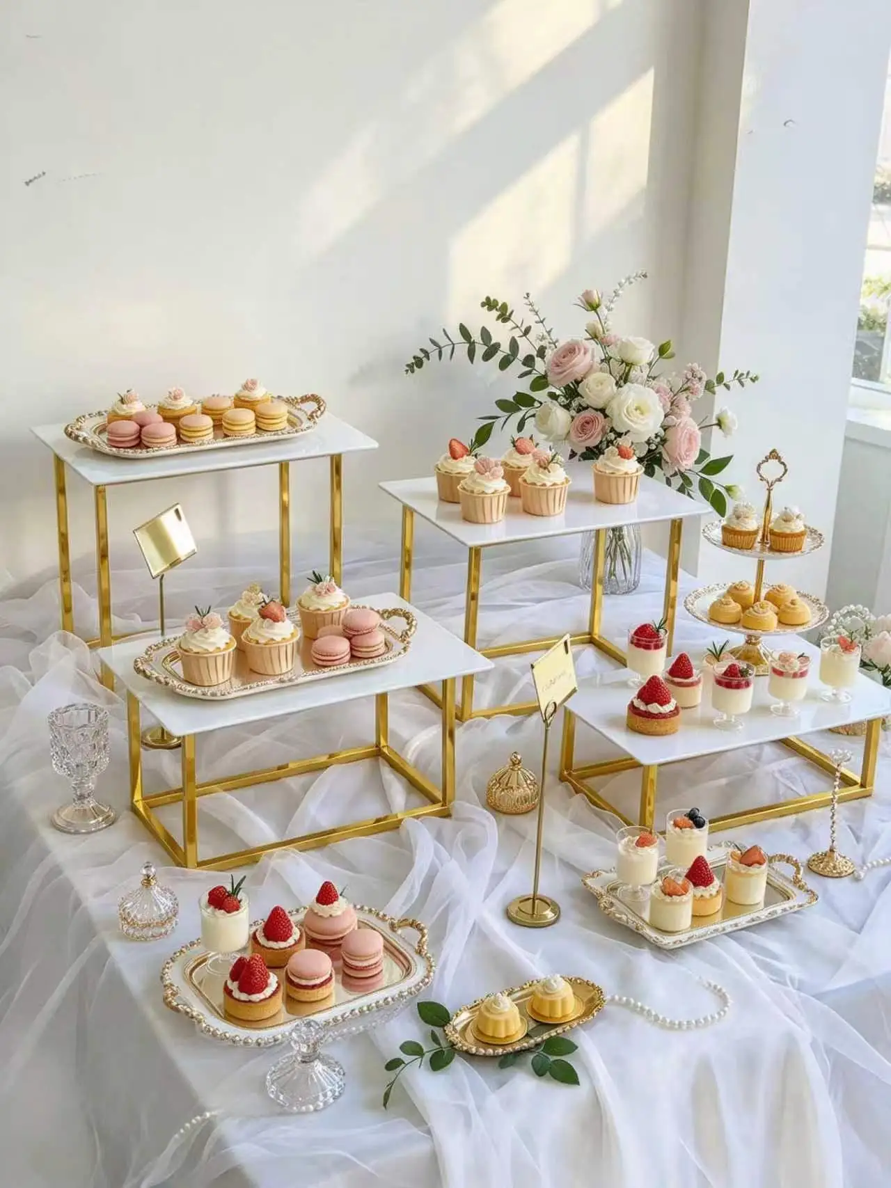 6PCS Cupcake Candy Bar Holder Buffet Display Rack Catering Supplies Cake Foods Stand for Wedding Birthday Party Decoration 6