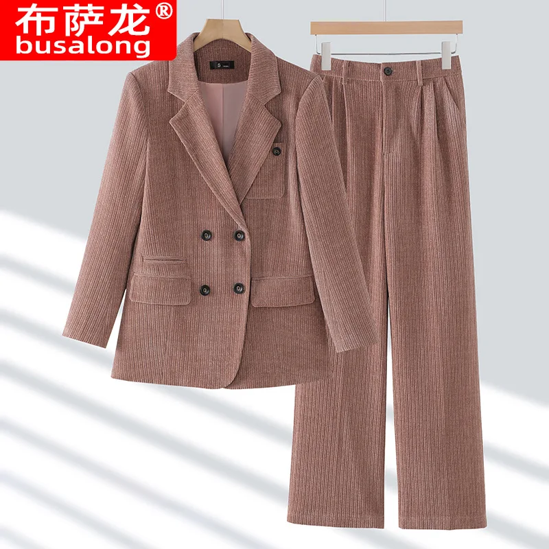 Corduroy Suit Suit Women's Autumn Clothing New Korean Style Loose Casual Business Attire Temperament Commute Suit Overalls