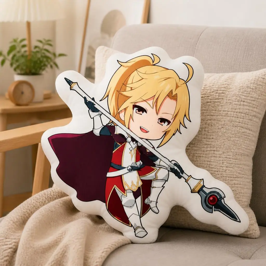 The Rising Of The Shield Hero Anime Spear Hero Knight Chibi Plush Pillow Cushion Stuffed Throw Pillow Home Decor Gift Sofa Bed