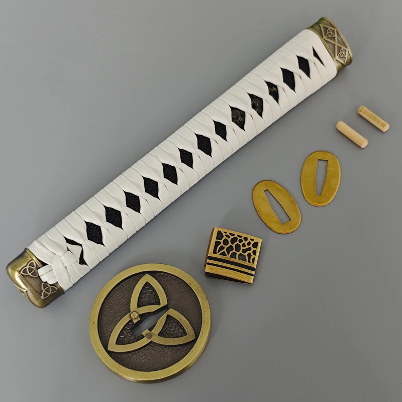 Walking Dead Sword Theme Wakizashi Tsuka Handle Fitting Set, Tsuba Fuchi Kashira Habaki Seppa Menuki, Samurai Katana Accessories