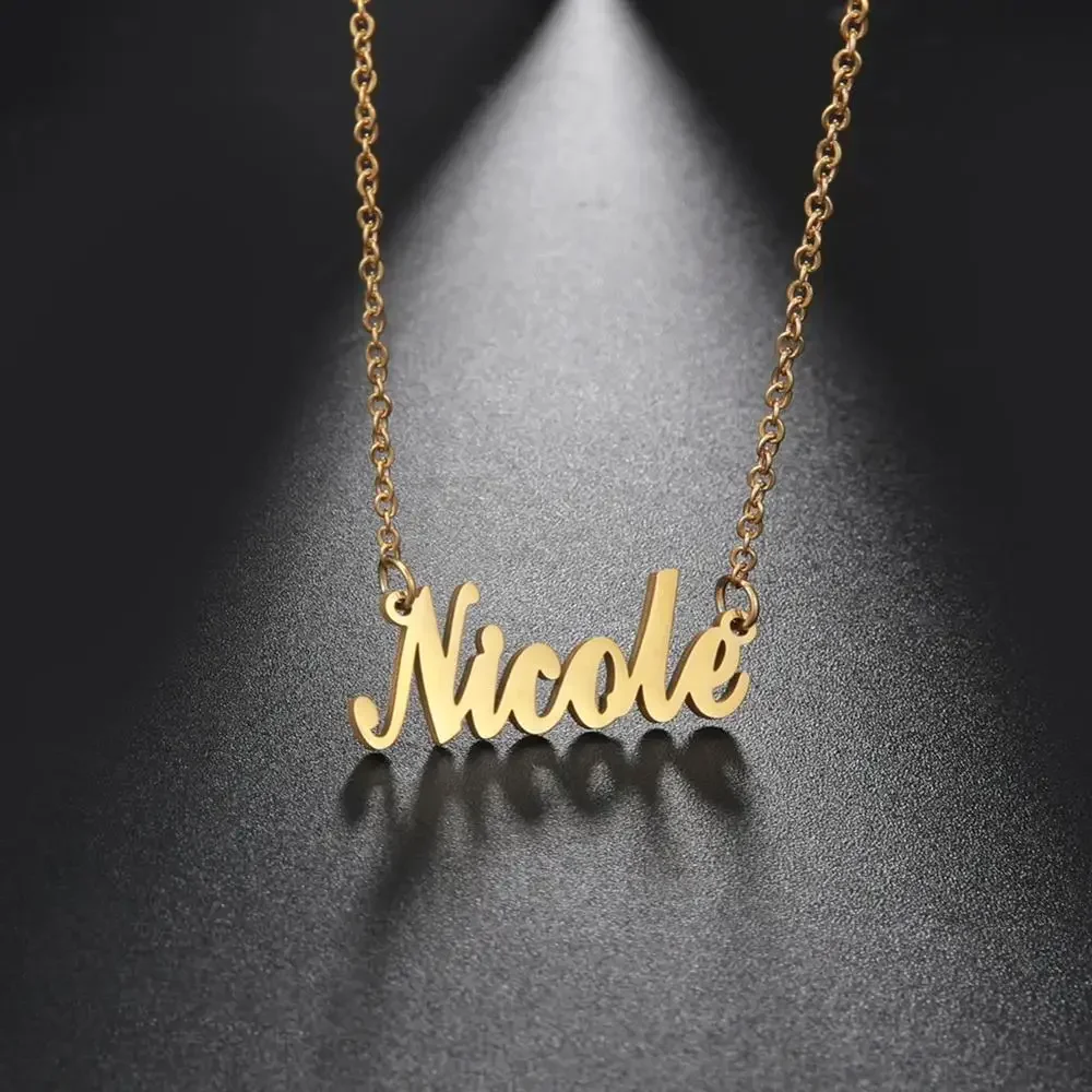 My Shape Custom Name Necklaces Stainless Steel Customized Personalized Arabic Necklace Letter Gold Color Choker Pendant Jewelry