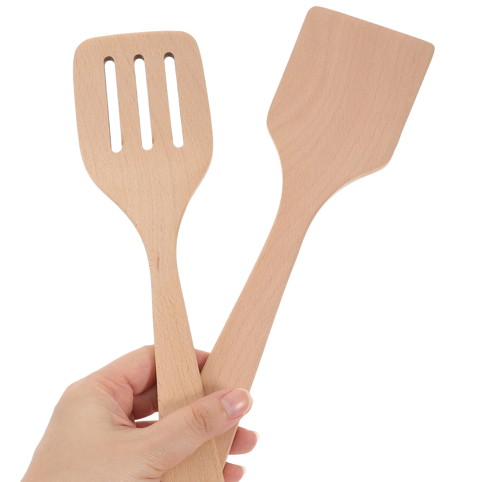 

2 Pcs Wooden Cooking Spatula Turner Long Handle for Shovel Utensils Spatulas Kitchen Use Wok