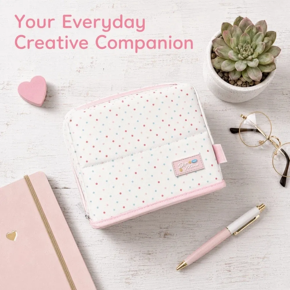 Large Capacity Magnetic Standing Pencil Case Multi-layer Hand-held Polka Dot Pen Bag Large Opening Multifunctional