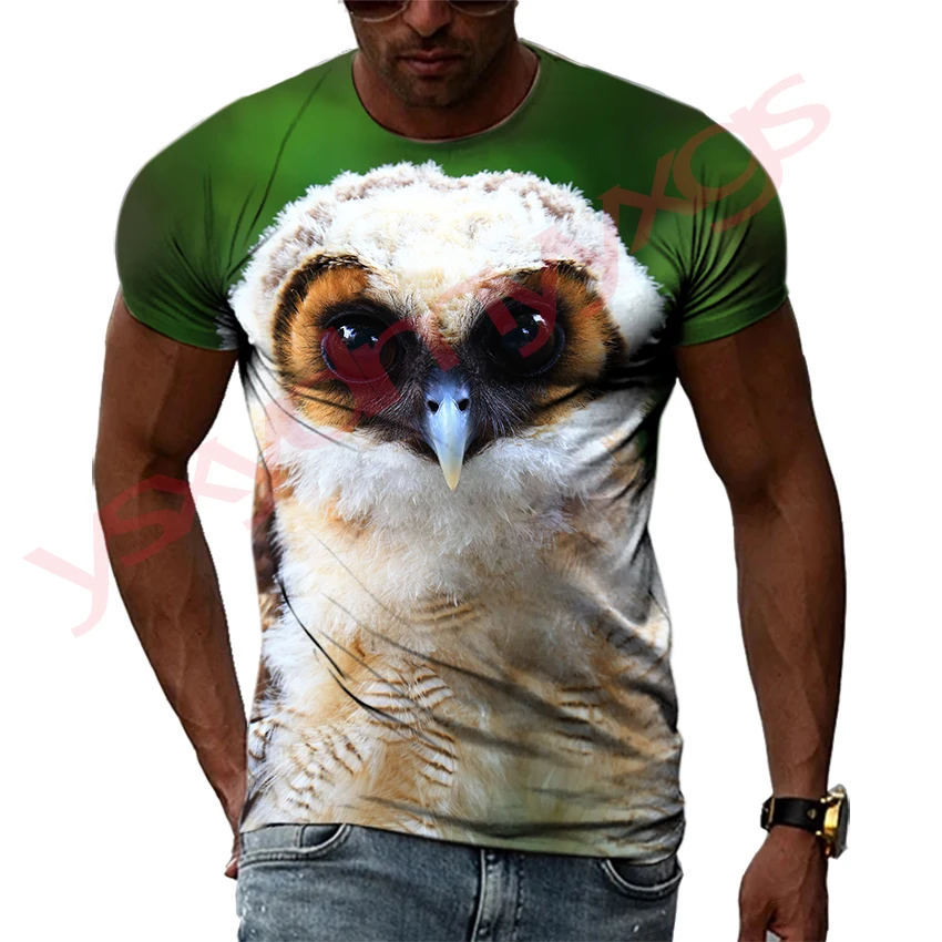 Young Eagle Low-altitude Overlord Leisure Owl Pattern Man T-shirts HD 3D Print Hip Hop Harajuku Round Neck Short Sleeve Tee Top