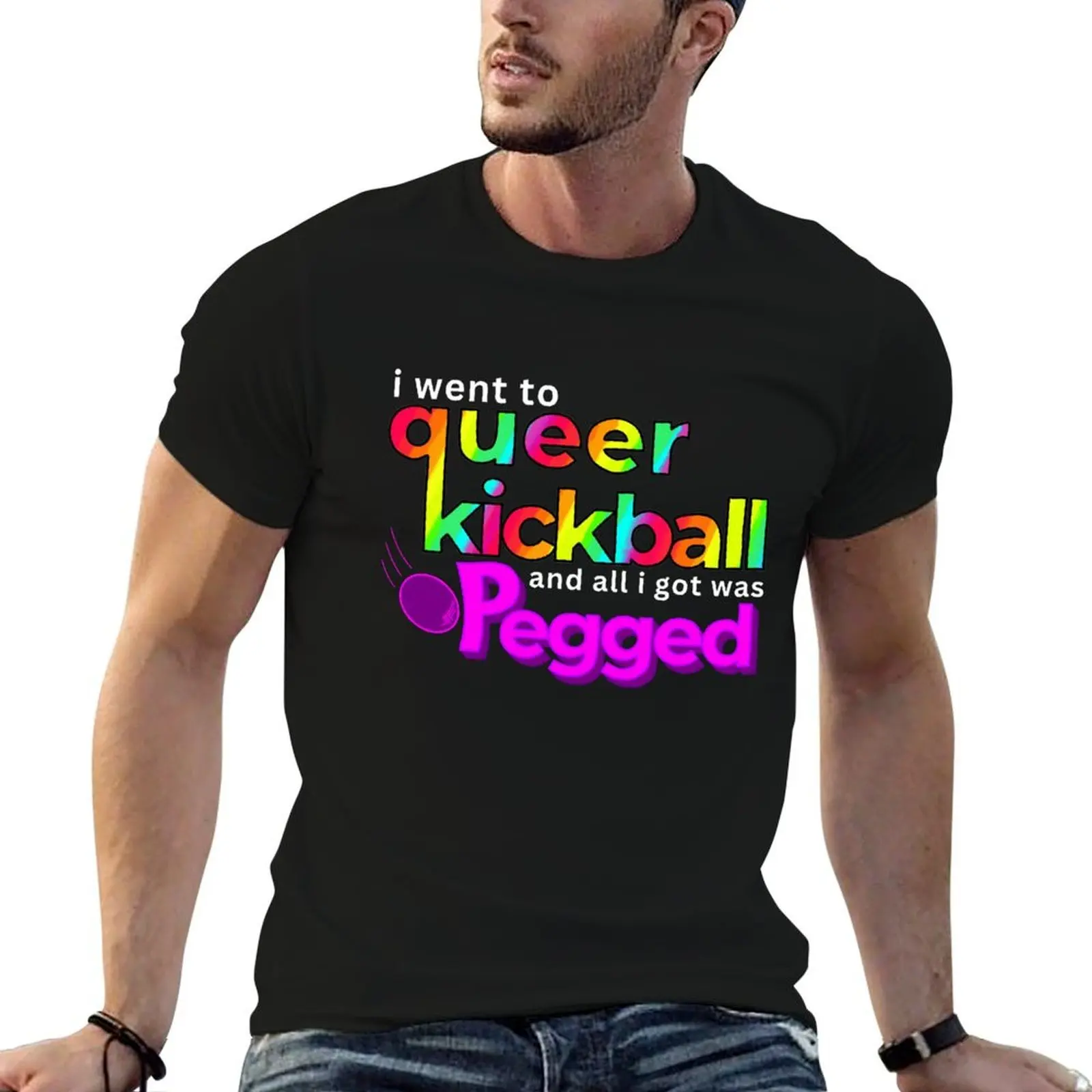

Sonoma County Queer Kickball League - Pegged Design - Black T Version T-Shirt cotton t shirt pack T-Shirt