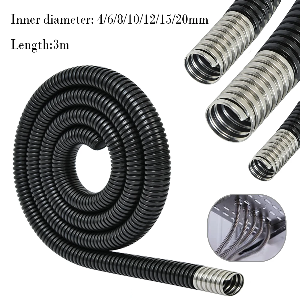 1/2pc Flexible Metal Conduit,4-20mm Liquid Tight PVC Coated 304 Steel,Corrugated Tube for Indoor Outdoor Cable Protection 3meter