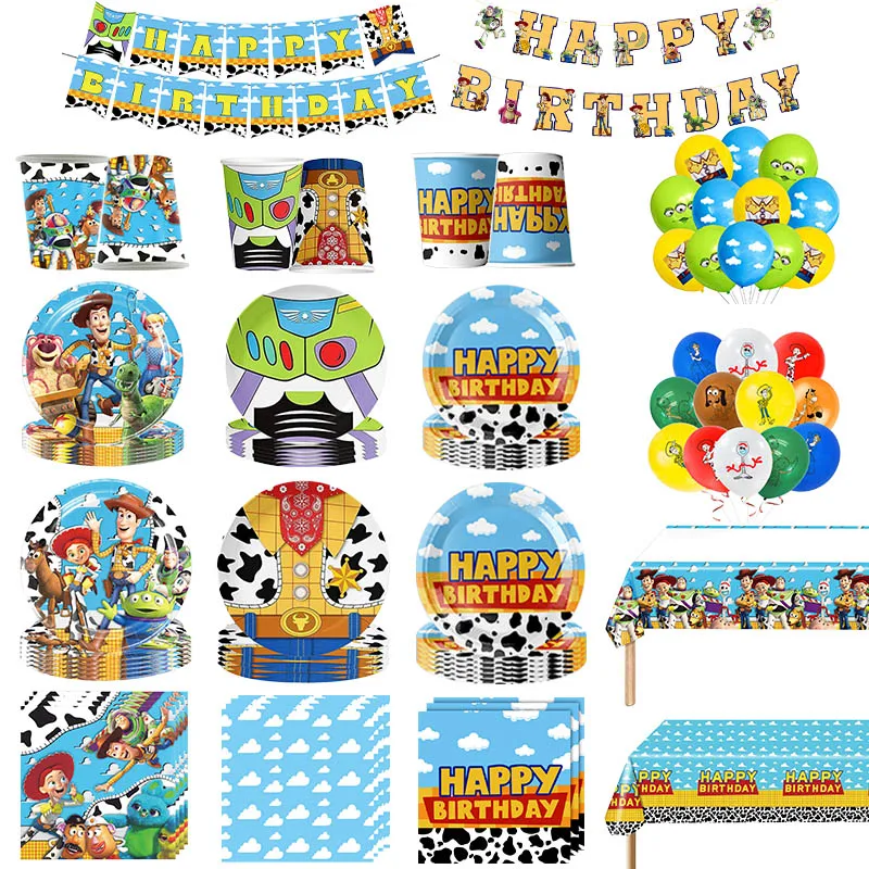 Décoration d'anniversaire pour enfants, vaisselle jetable, gobelets, assiettes, ballons, jouets, cadeaux pour fête d'anniversaire ou baby shower