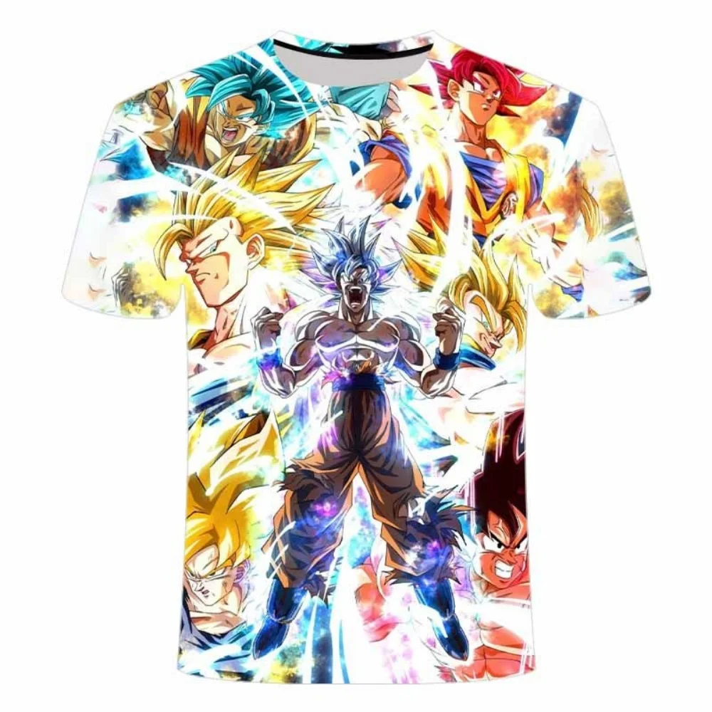 

2025-26 The Latest Hot-selling 3D Printing Design Animation Dragon Ball Wukong Super Saiyan Image T-shirt Adult Children's Top