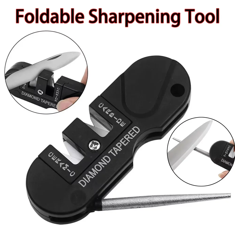 4-in-1 Knife Sharpener Outdoor Multi Functional Portable Knife Sharpener Wear-Resistant Practical Outdoor Camping Tool