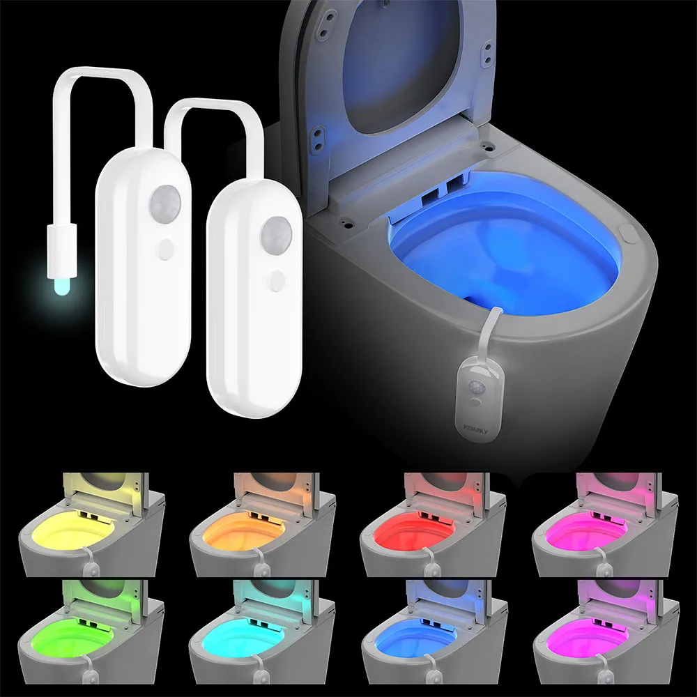 Toilet Night Light Gadget Fun Bathroom Lighting Motion Sensor Activated LED 9 Color Modes for Kids & Toddlers Bathroom Lighting