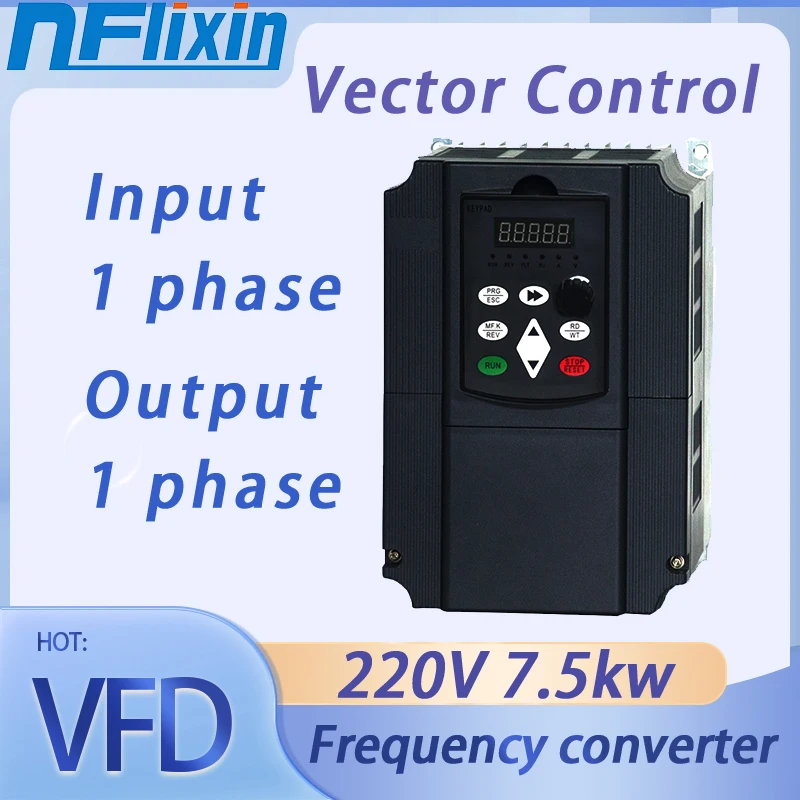 VFD Inverter VFD 7.5KW 220V Frequency Inverter 1P to 1P 220V Output Frequency Converter Variable Frequency Drive ﻿