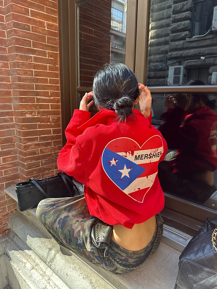 

CGGA американский ретро сердце буквенный принт полет воротник-стойка джет свободная посадка модная брендовая верхняя одежда для молодежи