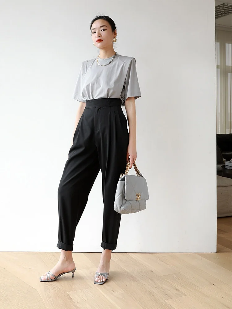 

High Waist Woolen Skinny Pants Ultra Thin Fine Spun Full Wool Lemon Chen Autumn Summer Exclusive Faion Casual Pants