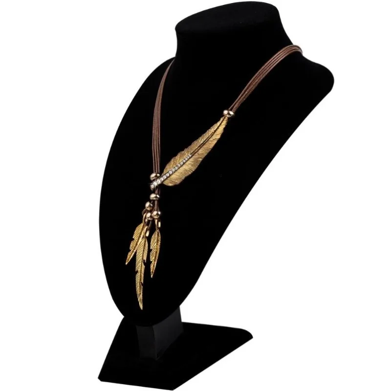 Boho Feather Decor Choker Necklace Vintage Rope Chain Ethnic Style Necklace Accessories For Women