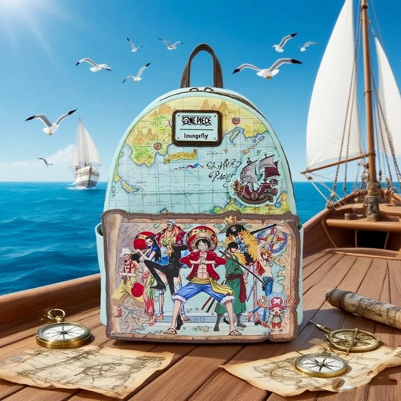 

3d рюкзак Loungefly - школьная сумка с персонажем Луффи для детей, рюкзак с героями мультфильмов, легкий дорожный рюкзак, коллекционный аниме-подарок