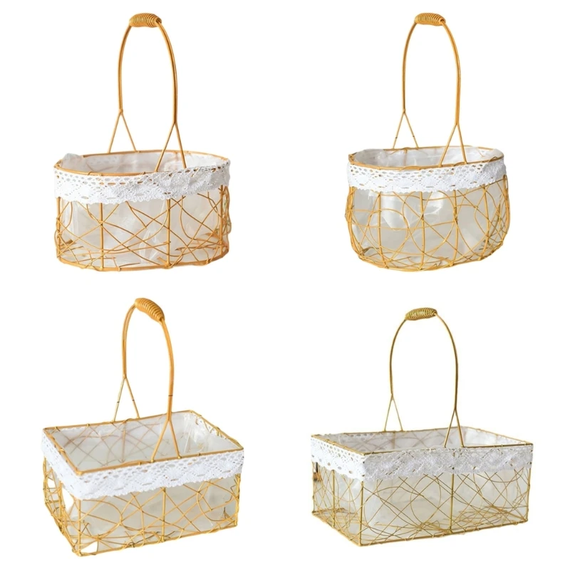 

Durable Handheld Iron Woven Organizers Sturdy Storage Basket For Various Uses Dropship