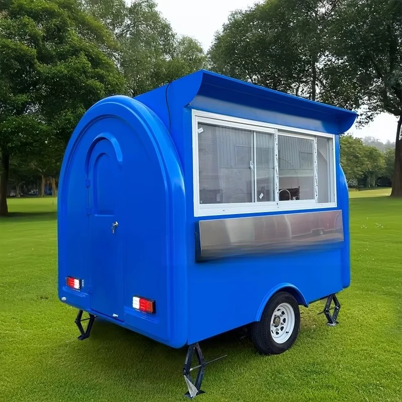 

Commercial Street Mini Mobile Fast Food Truck White Small Round Fiberglass Food Trailer with Full Kitchen Equipment for Sale USA