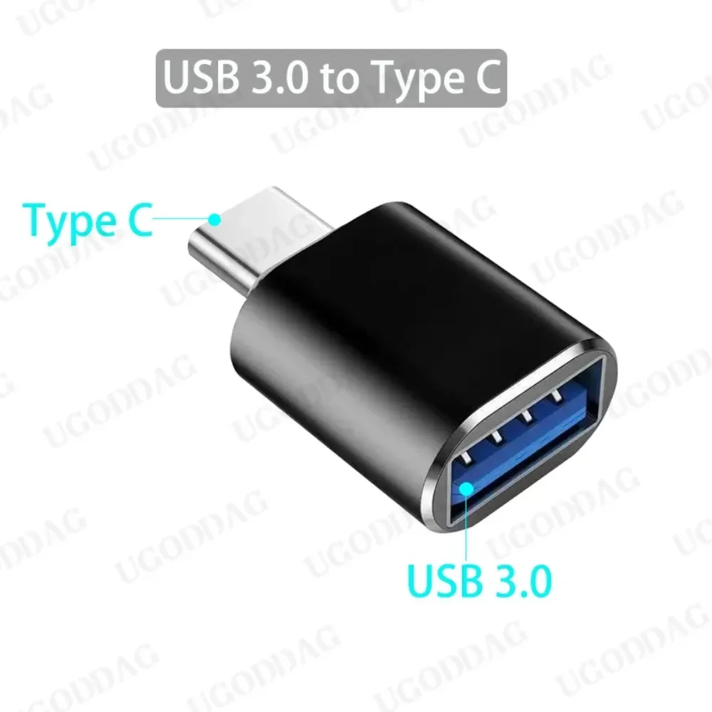 Adaptador USB A para USBC OTG, Conversor USB 3.0 para Tipo C Masculino, Carregamento de carro para o telefone móvel MacBook