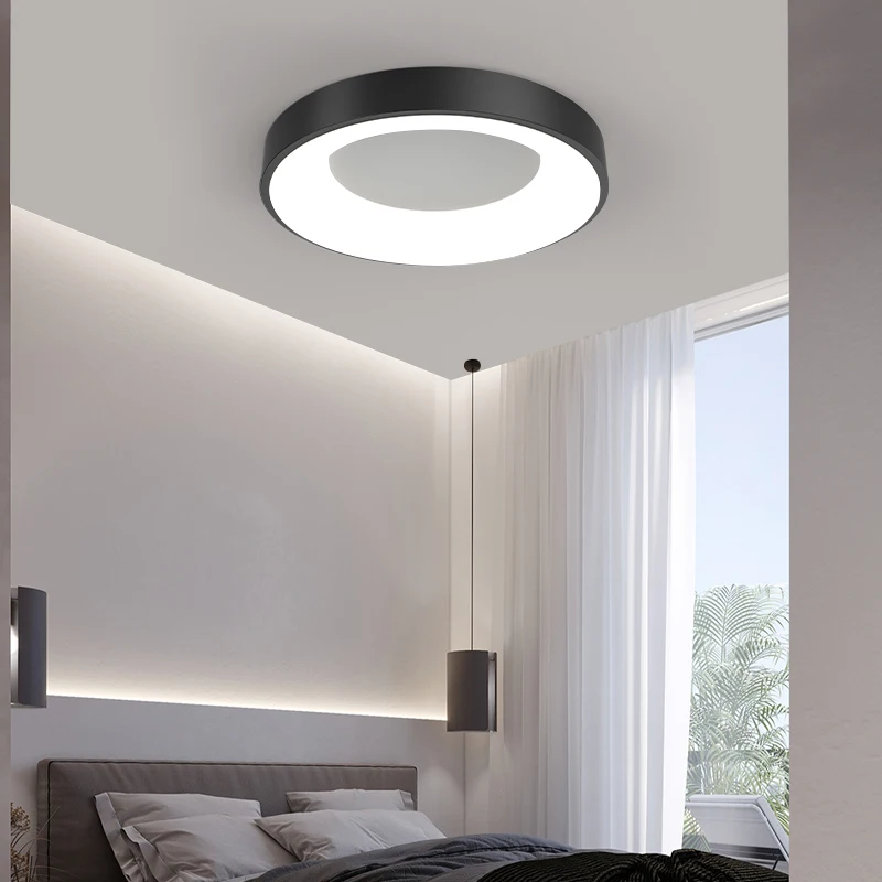 

Nordic Ultra-thin Living Room Ceiling Lights Round White Black Bedroom Study Lamp Modern Minimalist Corridor Aisle Balcony Lamp