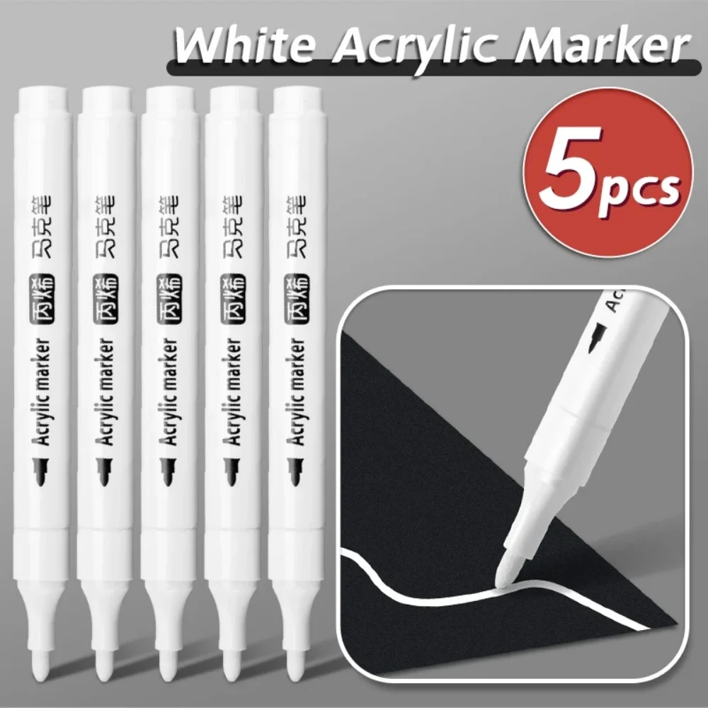 20/5/1pcs Wit Acryl Marker, Permanente Pen Kunstbenodigdheden voor Zwart Papier Band Plastic Steen Metaal schilderen voor Kunstenaars Beginner