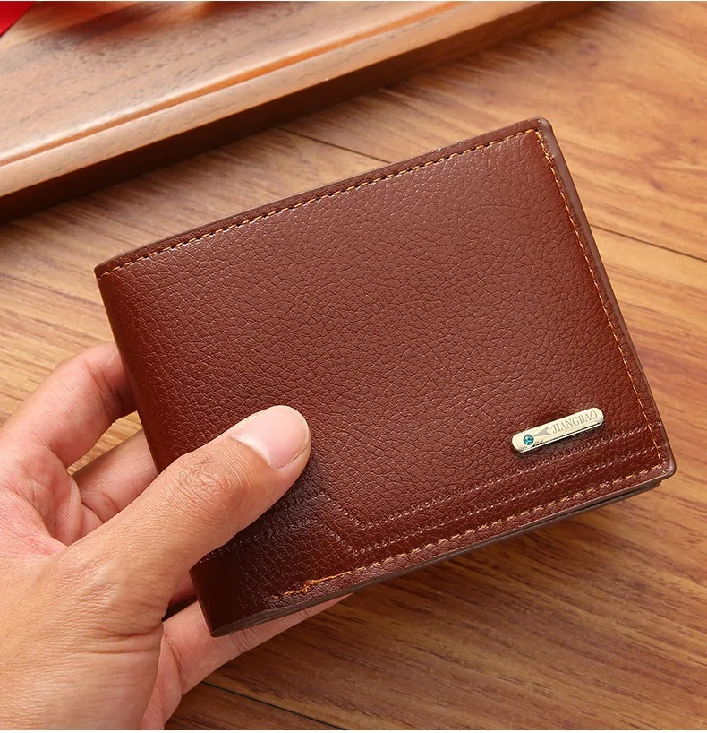 Classic Leather Wallet For Men Fashion Short Slim ID Photo Credit Card Holder Purse Business Man Wallets Money Clip Male