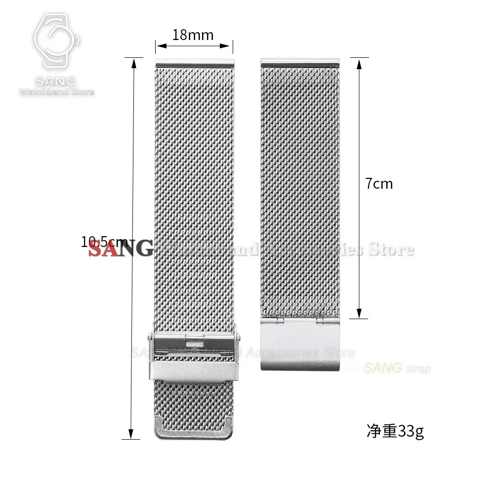 18mm 20mm 22mm 12mm 14mm 16mm 17mm 19mm 21mm 24mm Schnellverschluss-Uhrenarmband 0,6mm Milanaise-Mesh-Stahl-Uhrenband Business-Armband – Detail 1