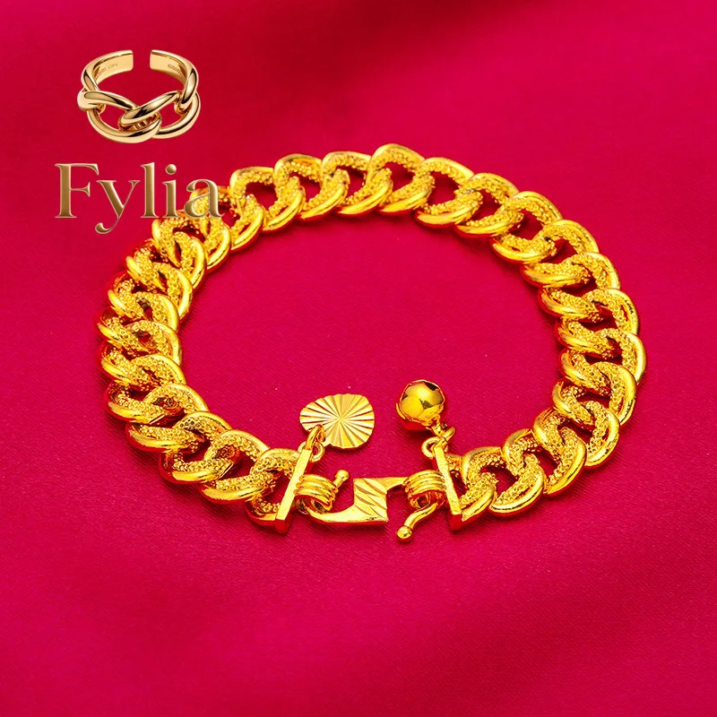 

Fylia Jewelry Fylia Jewelry 24K Gold Kids' Wide-Band Bracelet | AU999 Pure Gold, thick band with matte finish, adjustable cla