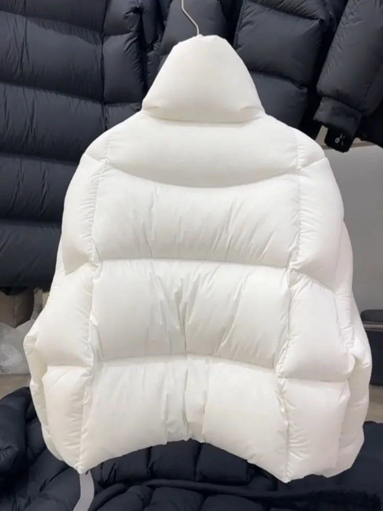 Sli ort blanc vers le bas Jaet femmes hiver Faionable vêtements d'extérieur coréen Sle coupe droite haute Densi fibre de polyéthylène